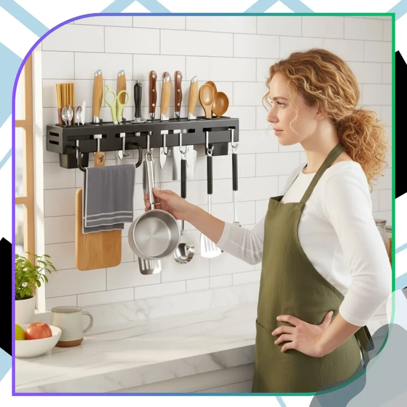 Organizer uchwyt kuchenny na noże i akcesoria ścienny 40 cm czarny9.webp