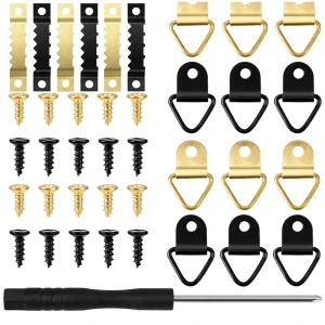 Zestaw metalowych haczyków do ramek 252 elementy do obrazów czarne złote