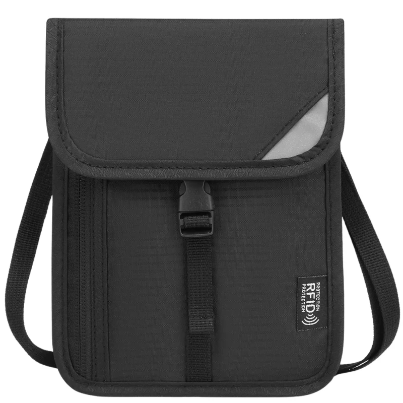 Saszetka na dokumenty podróżna RFID organizer na paszport czarna1.webp