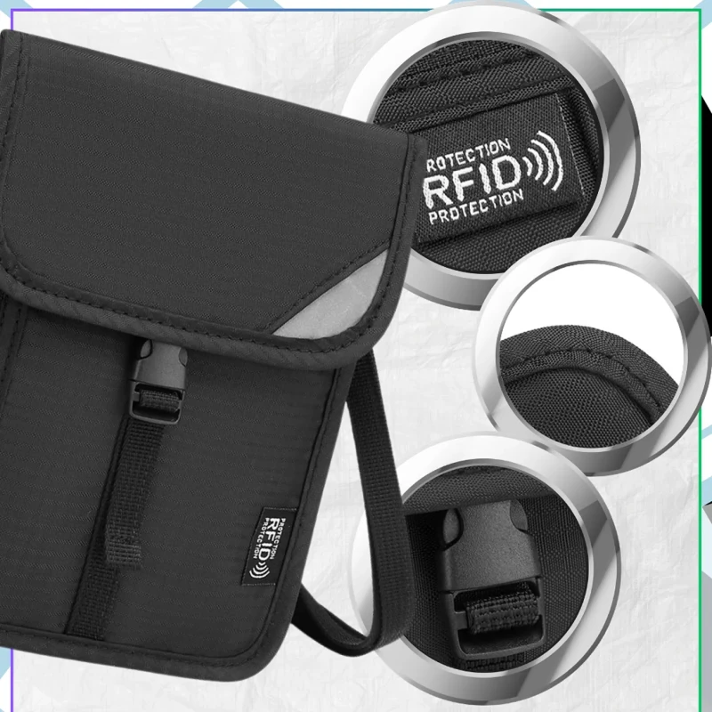 Saszetka na dokumenty podróżna RFID organizer na paszport czarna6.webp