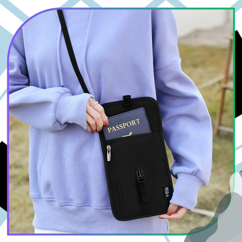 Saszetka na dokumenty podróżna RFID organizer na paszport czarna9.webp