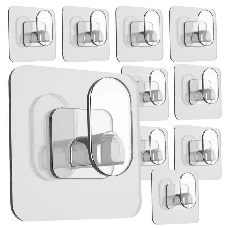 Samoprzylepne haczyki ścienne przezroczyste 6.5 × 6.5 cm – zestaw 10 sztuk2.webp