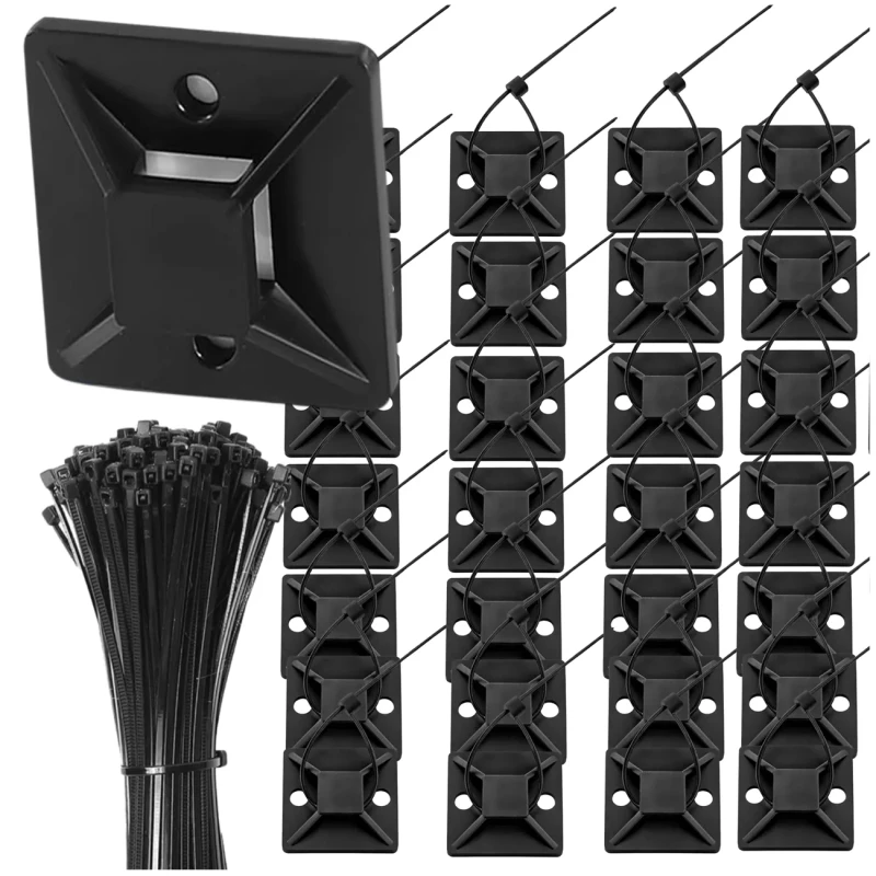 Uchwyty do opasek kablowych samoprzylepne 40x40 organizer kabli 30 szt2.webp