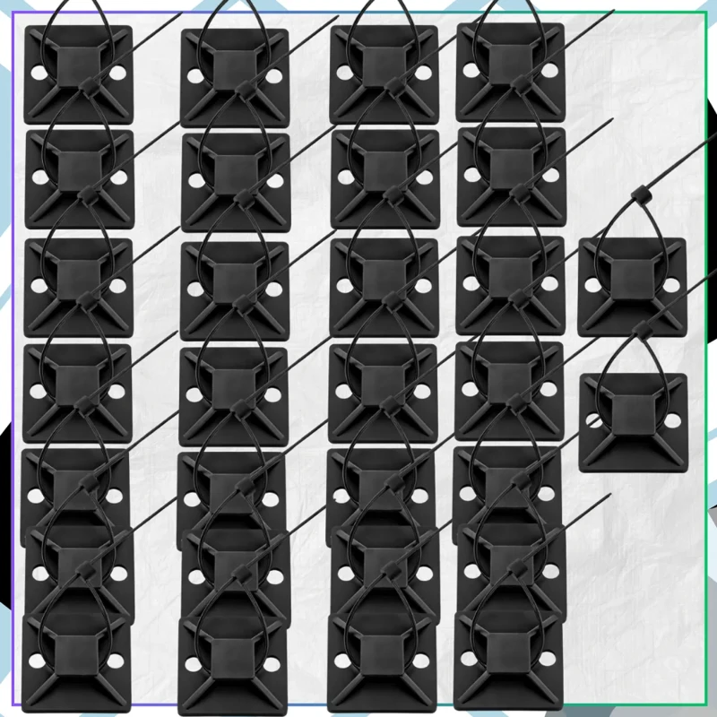 Uchwyty do opasek kablowych samoprzylepne 40x40 organizer kabli 30 szt4.webp