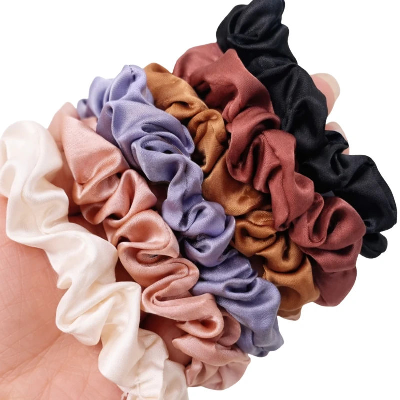 Zestaw 18 Satynowych Gumek Do Włosów Scrunchies Elastyczne Damskie Mix Kolorów4.webp