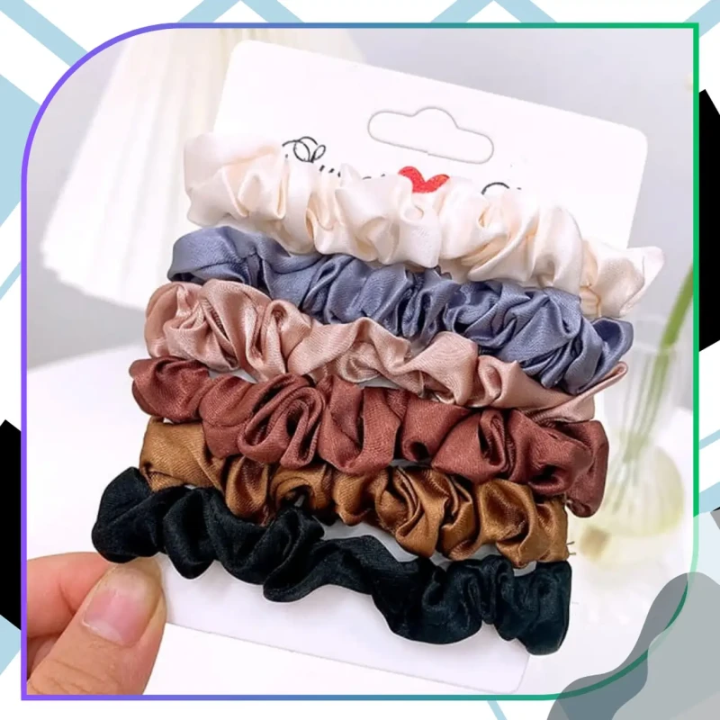 Zestaw 18 Satynowych Gumek Do Włosów Scrunchies Elastyczne Damskie Mix Kolorów6.webp
