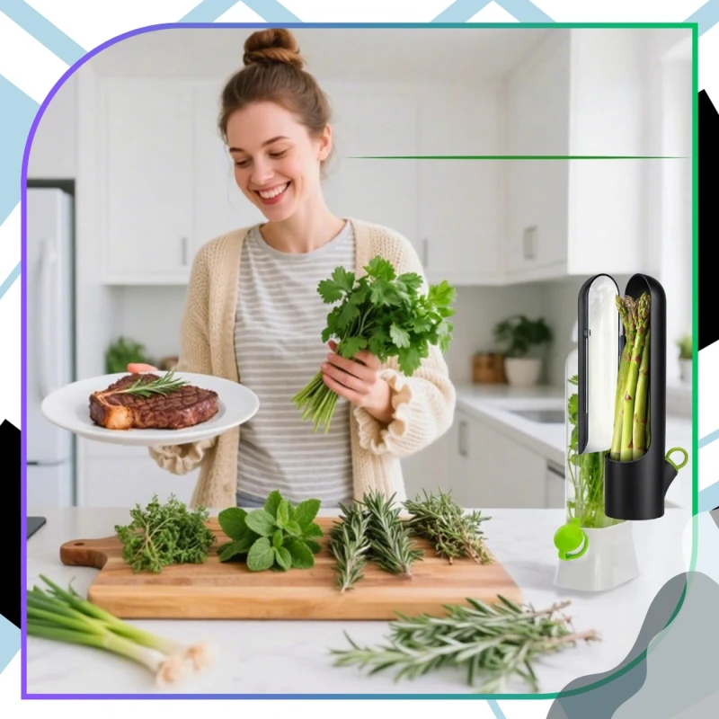 Pojemnik Na Zioła Duży Organizer Do Lodówki Warzywa Świeżość 27cm6.webp