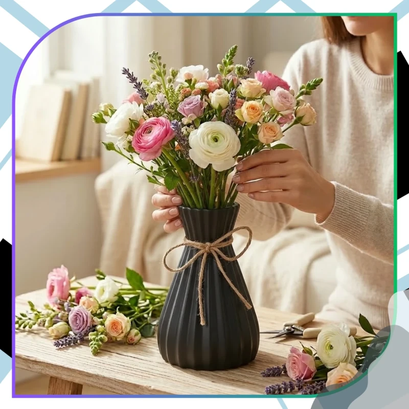 Czarny Wazon Dekoracyjny Nowoczesny Elegancki Design Loft8.webp