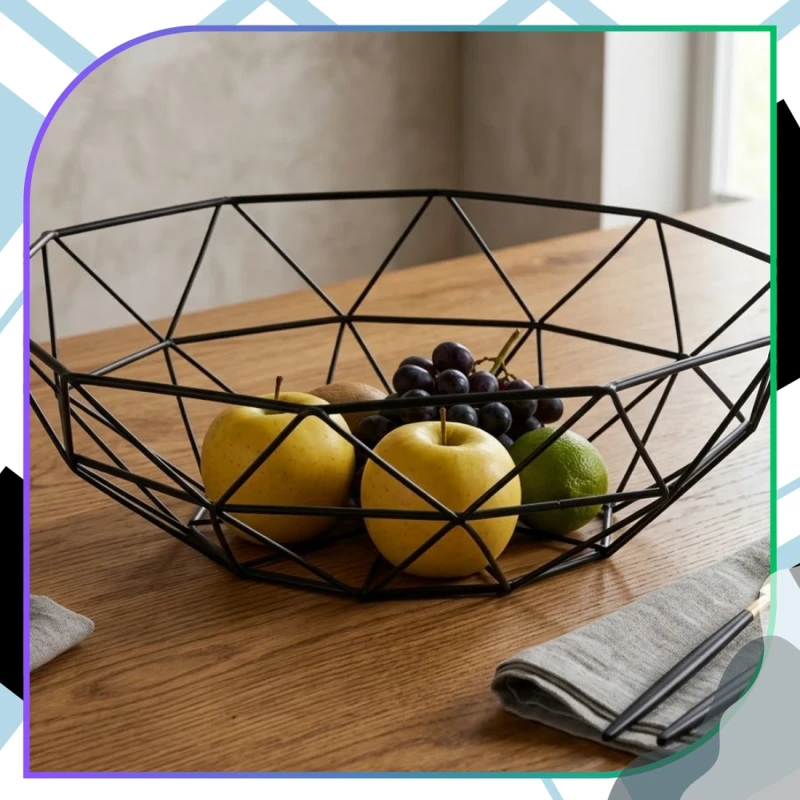 Niska Misa Na Owoce Metalowa Geometryczna Czarna Organizer6.webp