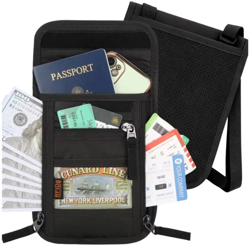 Torba Na Dokumenty RFID Na Szyję Organizer Podróżny Bezpieczny2.webp