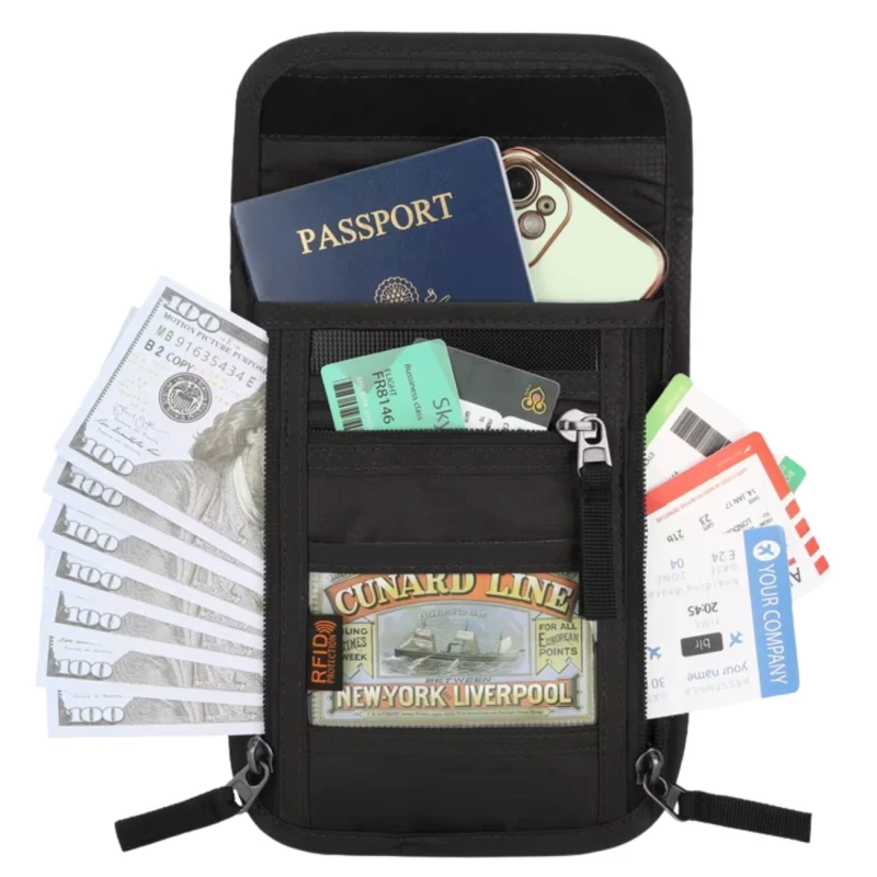 Torba Na Dokumenty RFID Na Szyję Organizer Podróżny Bezpieczny4.webp