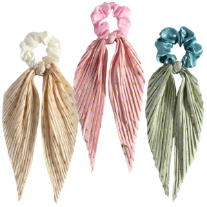 Zestaw gumek do włosów retro 3 szt scrunchie z apaszką eleganckie