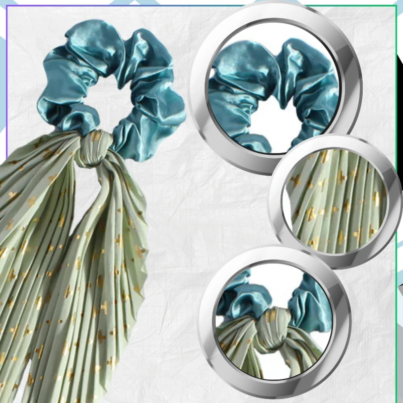 Zestaw gumek do włosów retro 3 szt scrunchie z apaszką eleganckie5.webp