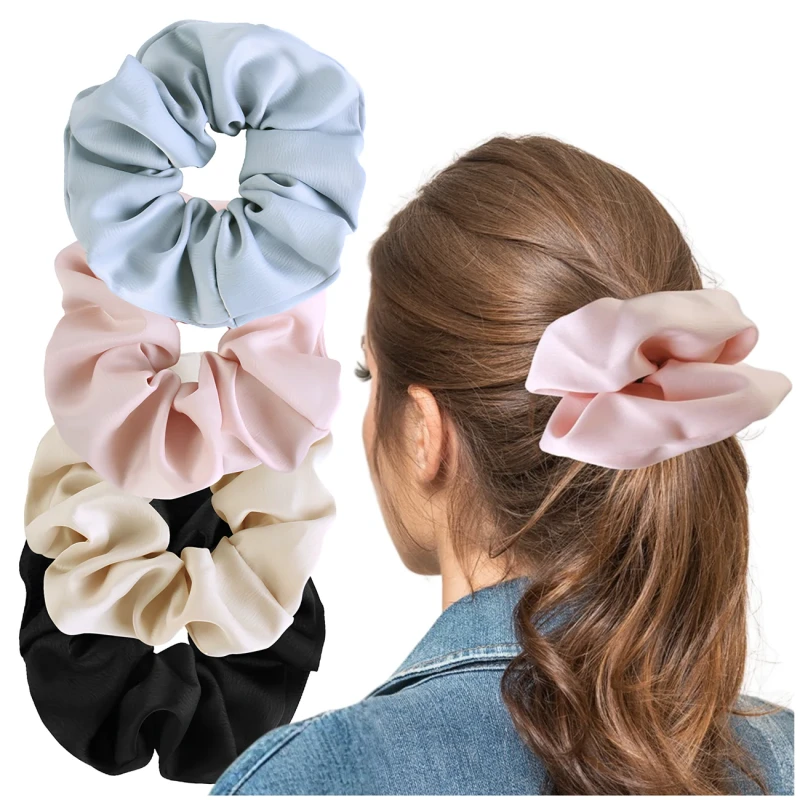 Zestaw gumek do włosów satynowe 4 szt scrunchie francuski styl3.webp