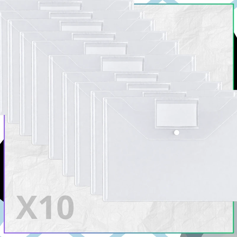 Koperty plastikowe A4 przezroczyste z kieszenią na etykiety 10 szt PVC4.webp