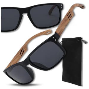 Męskie okulary bambusowe przeciwsłoneczne polaryzacyjne filtr UV