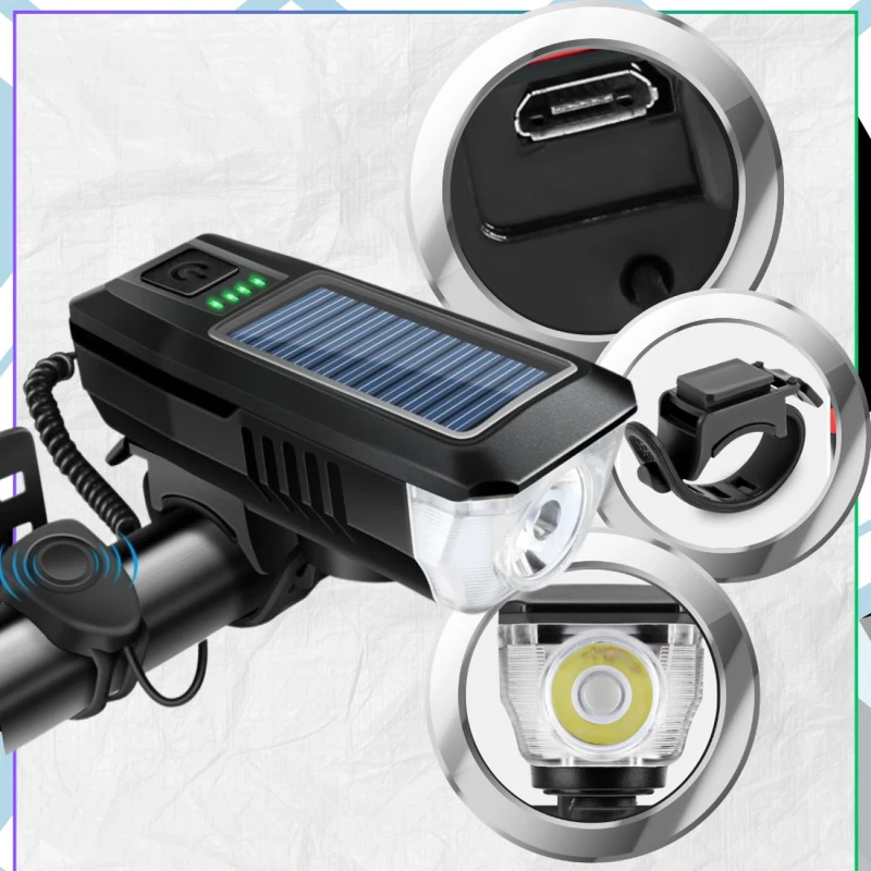 Lampka solarna rowerowa LED z dzwonkiem 120 dB wodoodporna6.webp