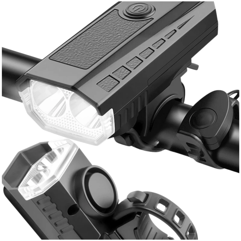 Lampka rowerowa mocna solarna LED + dzwonek 3 tryby światła3.webp