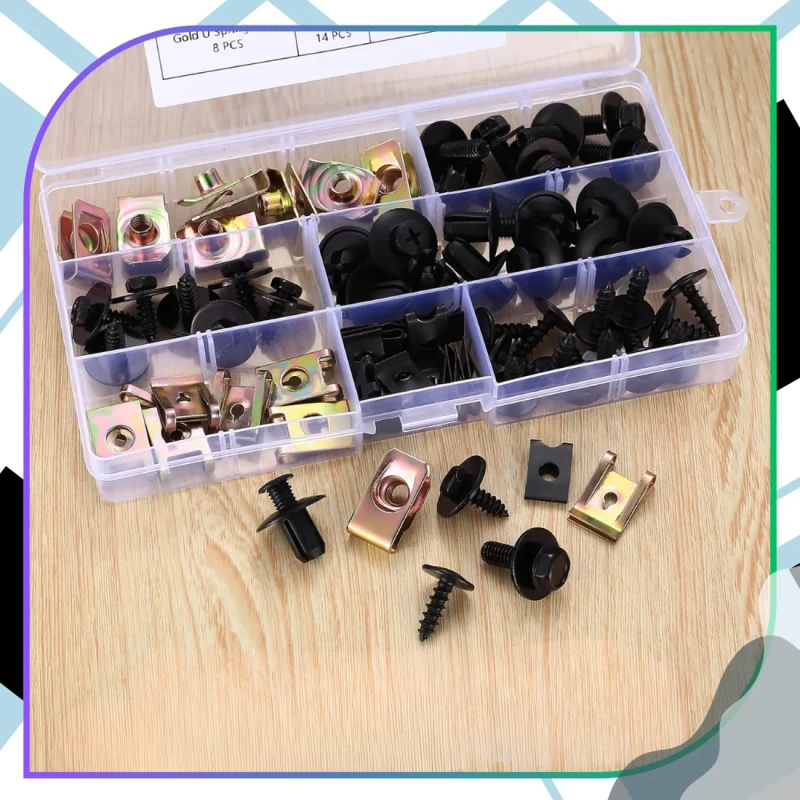 Uniwersalny zestaw spinek i śrub samochodowych 72 szt z stali nierdzewnej7.webp