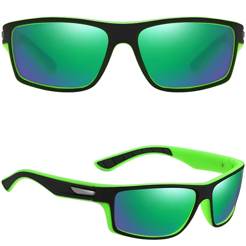 Okulary sportowe lustrzanki zielone polaryzacyjne uniwersalne nerdy unisex 3.webp