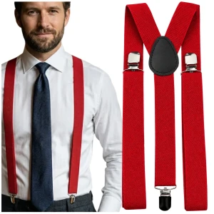 Czerwone szelki do spodni unisex