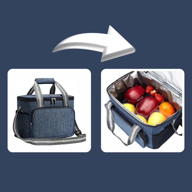 LUNCH BOX termiczna pojemna na jedzenie torba śniadaniowa na ramię6.webp