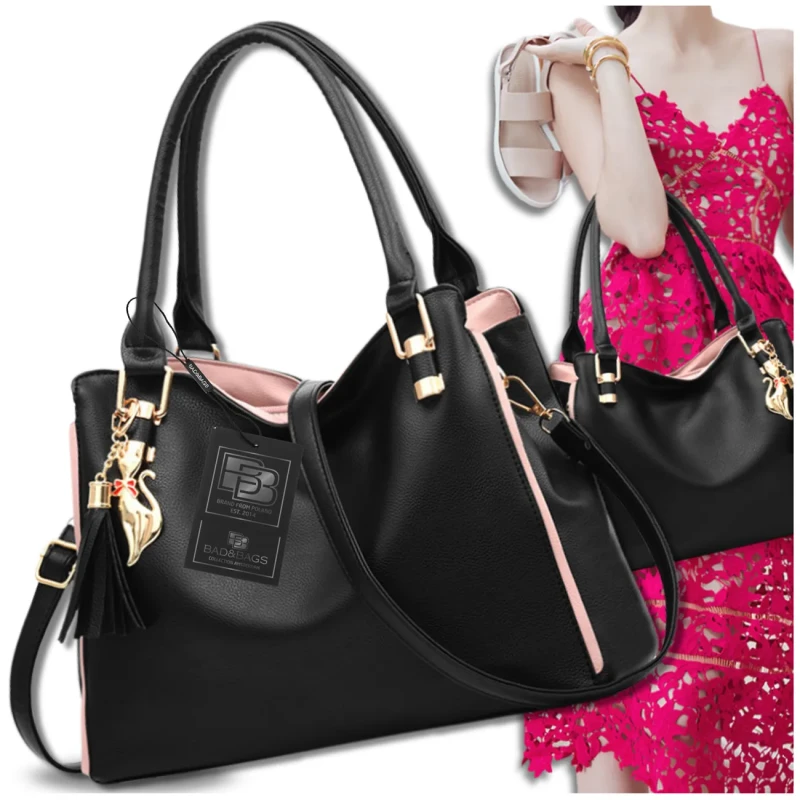 Torebka-damska-shopper-bag-czarna-eko-skóra-BAD&BAGS.webp