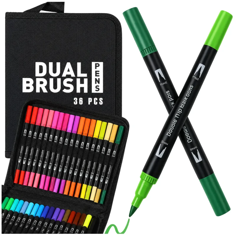 Pisaki Akwarelowe Dwustronne 36 Kolorów Dual Brush Pen3.webp