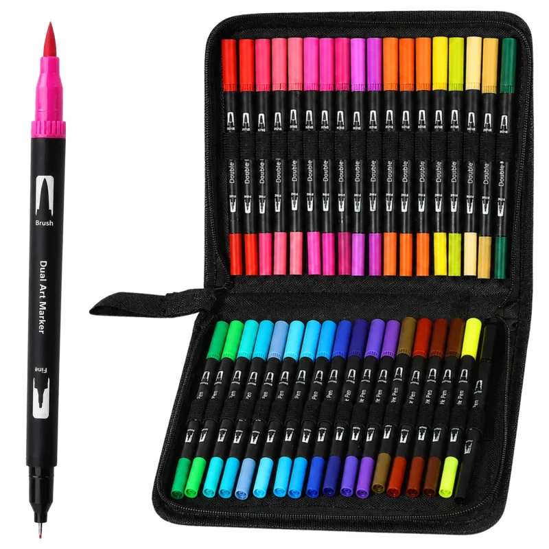 Pisaki Akwarelowe Dwustronne 36 Kolorów Dual Brush Pen4.webp