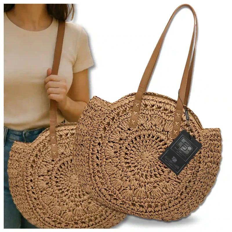 BAD&BAGS Okrągła Torebka koszyk słomiana klasyczna boho  6.webp