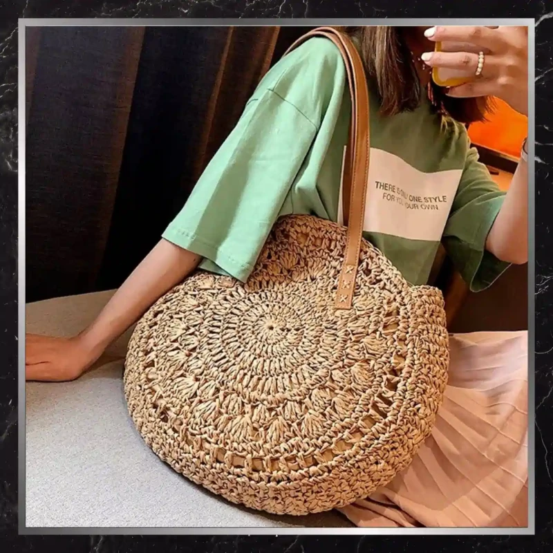 BAD&BAGS Okrągła Torebka koszyk słomiana klasyczna boho  1.webp