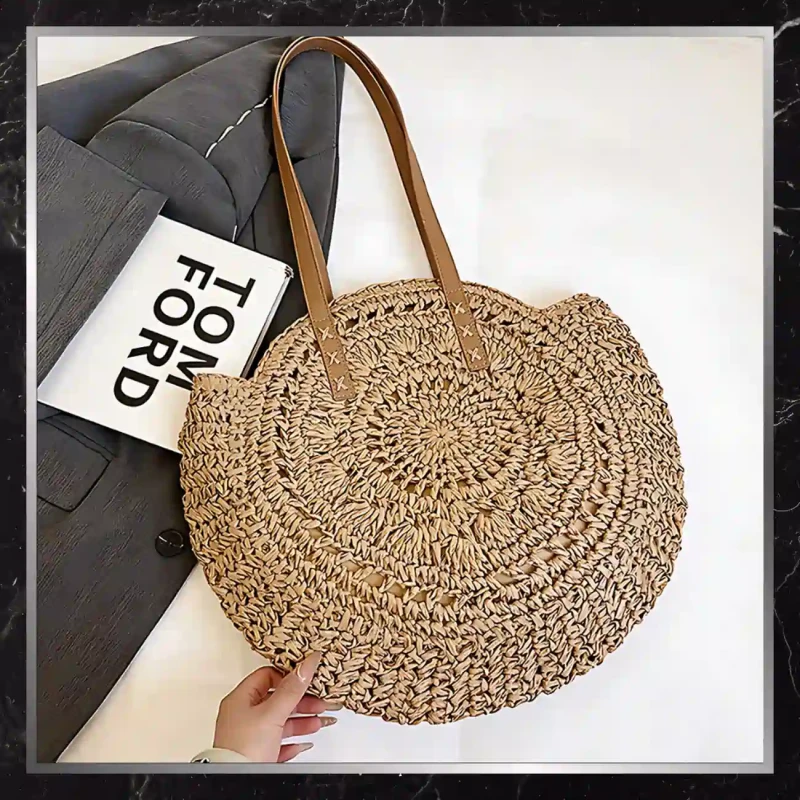 BAD&BAGS Okrągła Torebka koszyk słomiana klasyczna boho  2.webp