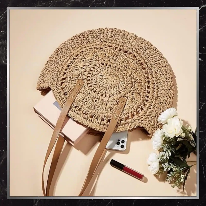 BAD&BAGS Okrągła Torebka koszyk słomiana klasyczna boho  3.webp