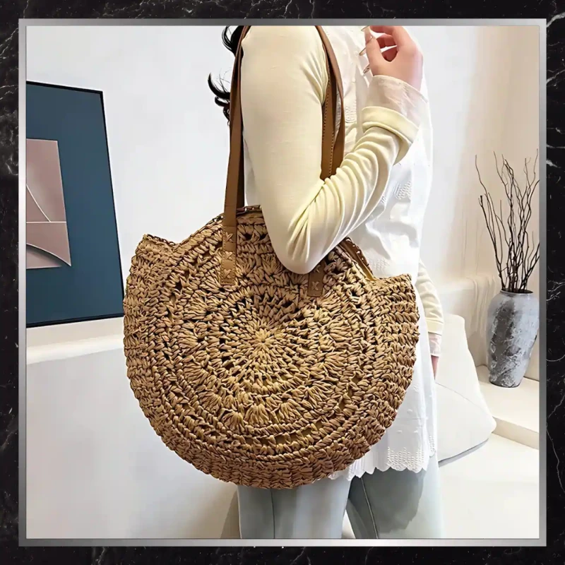 BAD&BAGS Okrągła Torebka koszyk słomiana klasyczna boho  5.webp
