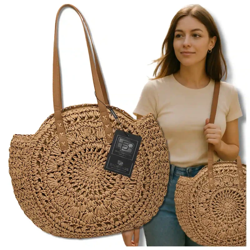 BAD&BAGS Okrągła Torebka koszyk słomiana klasyczna boho  8.webp