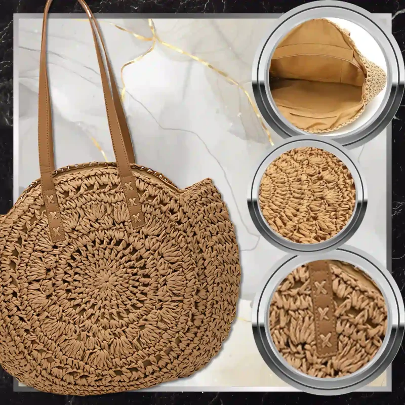 BAD&BAGS Okrągła Torebka koszyk słomiana klasyczna boho  9.webp
