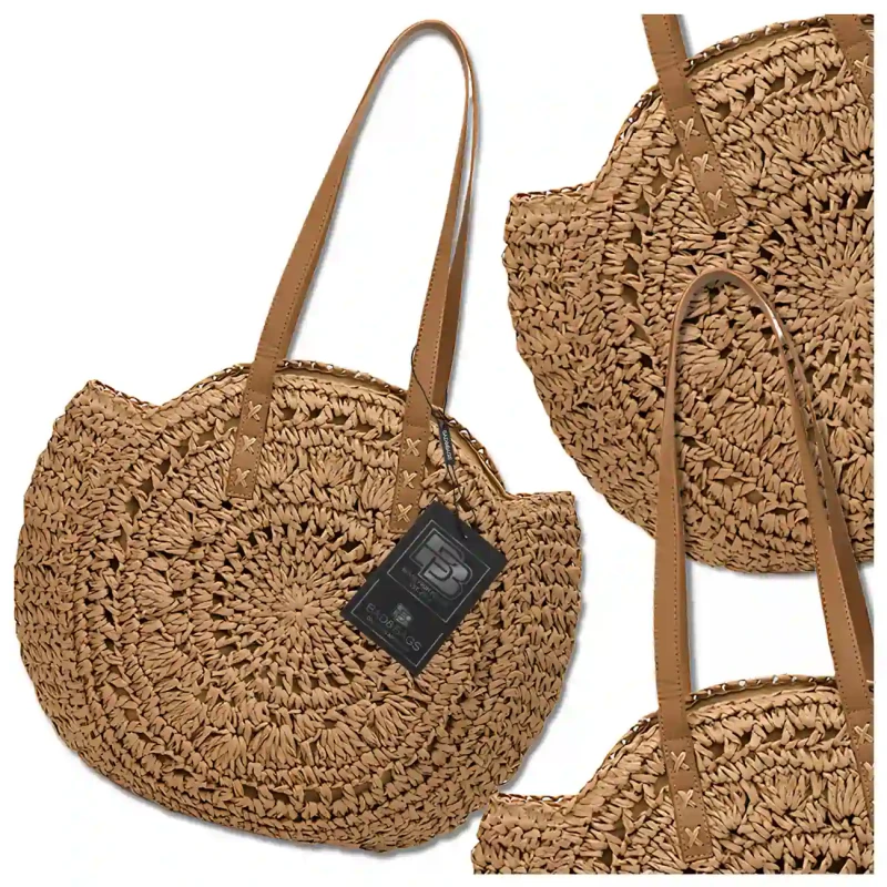 BAD&BAGS Okrągła Torebka koszyk słomiana klasyczna boho  10.webp