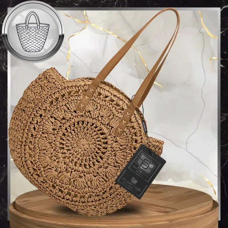 BAD&BAGS Okrągła Torebka koszyk słomiana klasyczna boho  11.webp