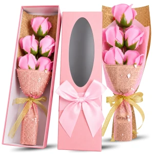 Róże mydlane Flower Box bukiet 5szt różowych kwiatów na prezent