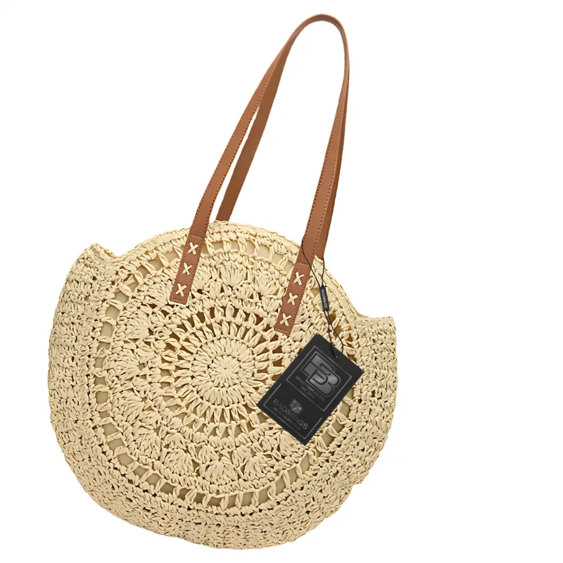 Torebka koszyk okrągła słomiana klasyczna boho  5.webp