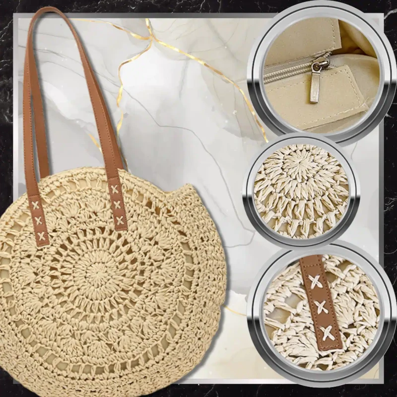 Torebka koszyk okrągła słomiana klasyczna boho  9.webp